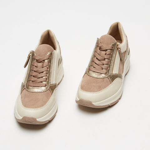 Sneakers De Mujer Con Cuña, Beige Sneakers De Mujer Con Cuña, Beige